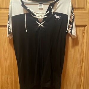 Black and White Lace-Up PINK T-Shirt